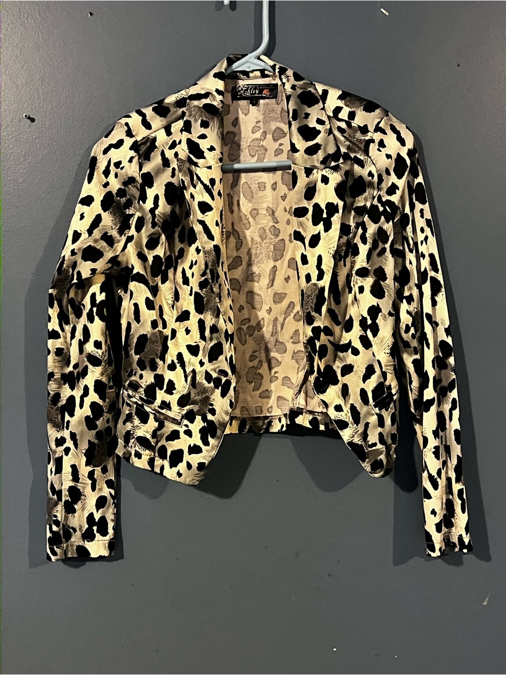 Ashley by 26 International Black & Cream Leopard Cropped Blazer